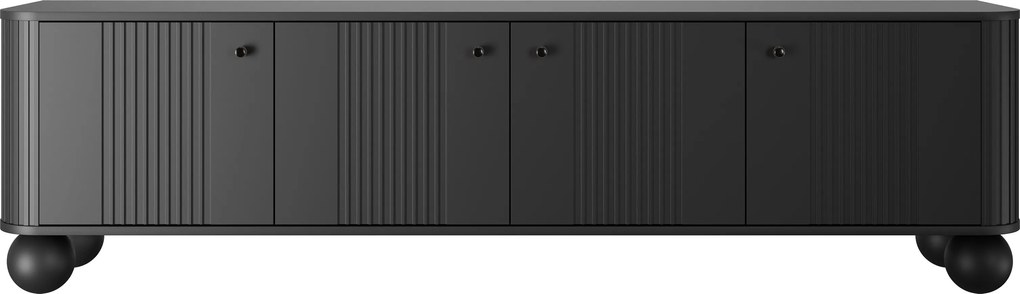 Szafka RTV Vesper 4D 187 cm - czarny / czarne uchwyty / nogi kule