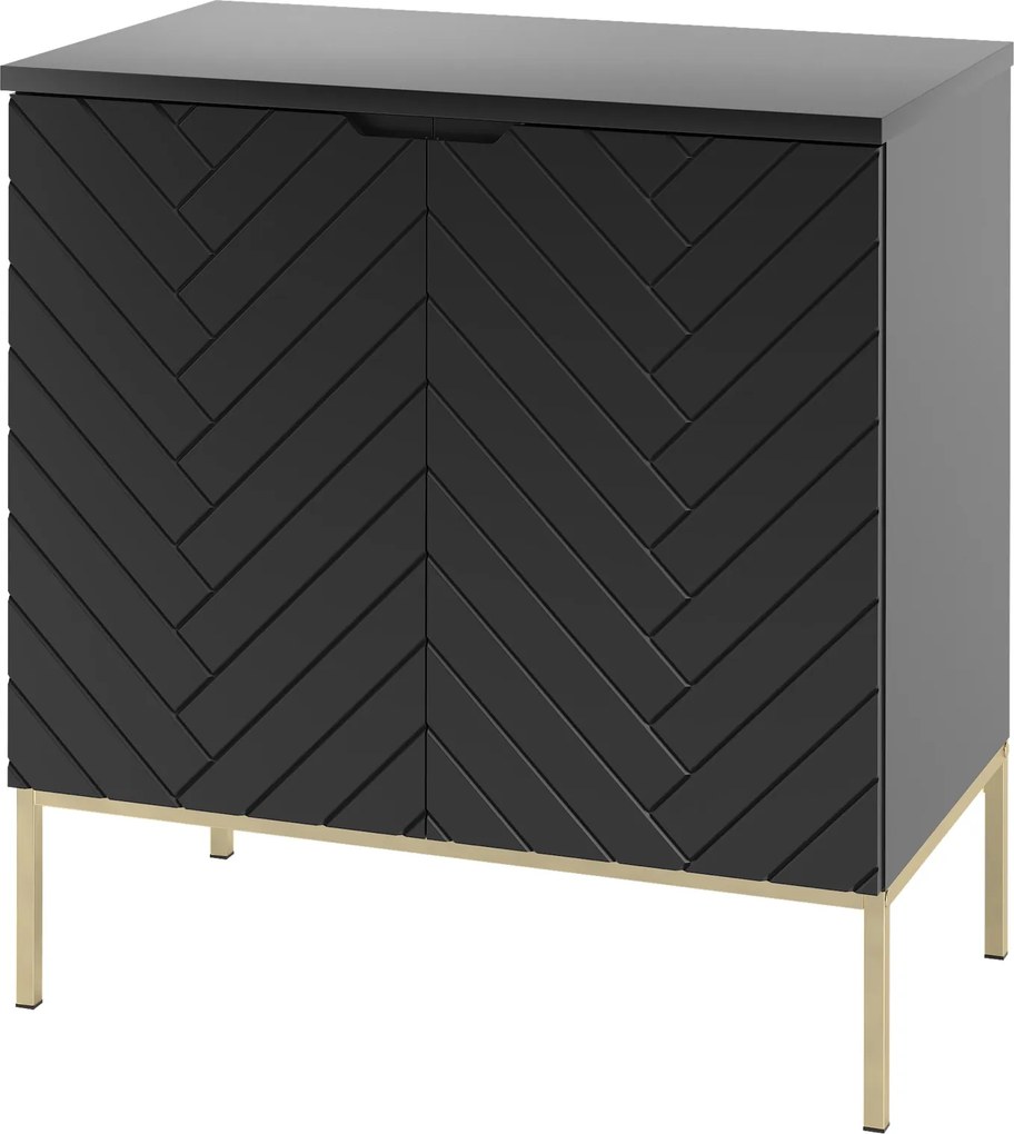 Szafka pod umywalkę nablatową Aspen 08 czarny/złoty, 80 cm - zestaw 1
