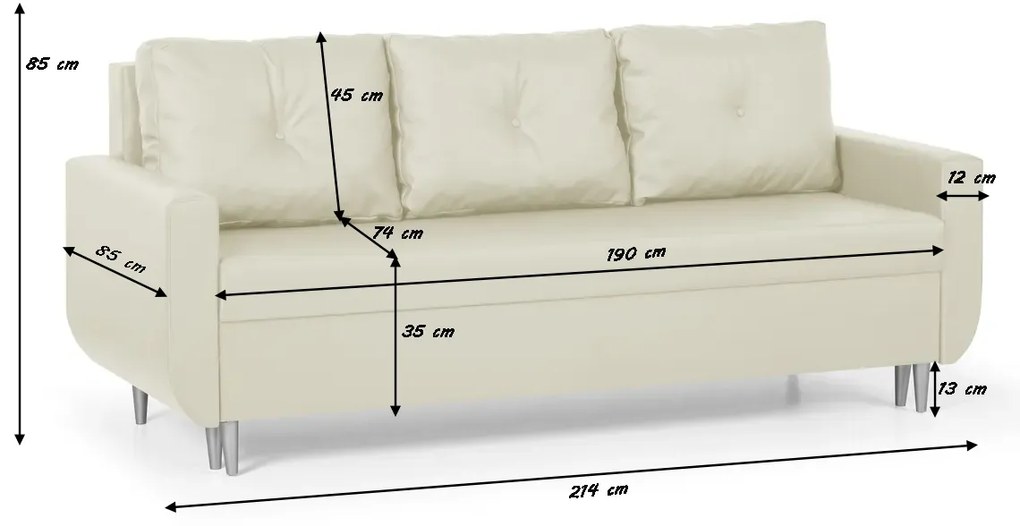 Kanapa sofa 3 os z funkcją spania RED Brązowy