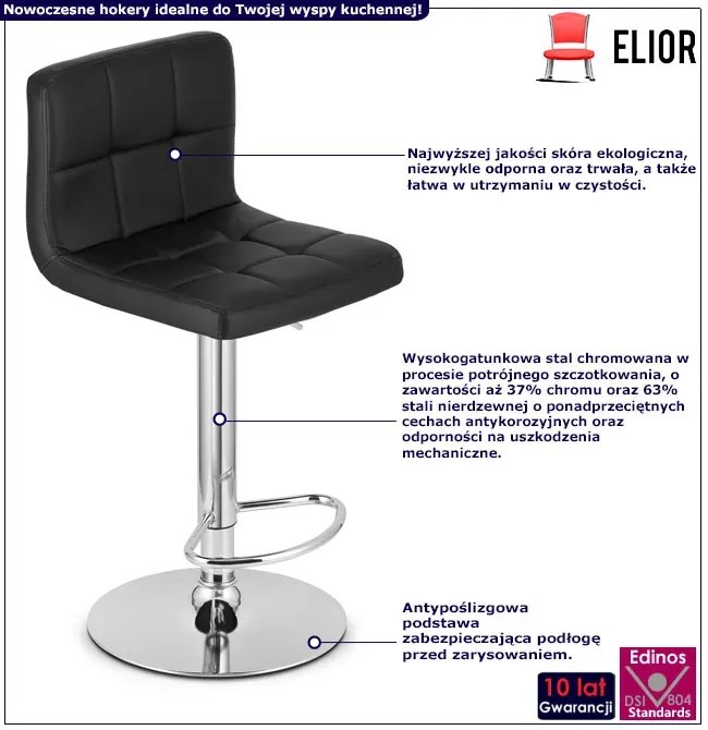 Czarny tapicerowany hoker do wyspy kuchennej D3-S91