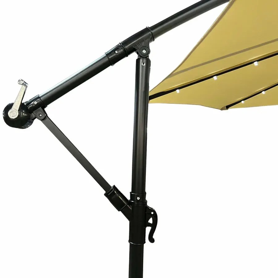 Beżowy parasol ogrodowy ze zmianą kąta nachylenia - Sorena