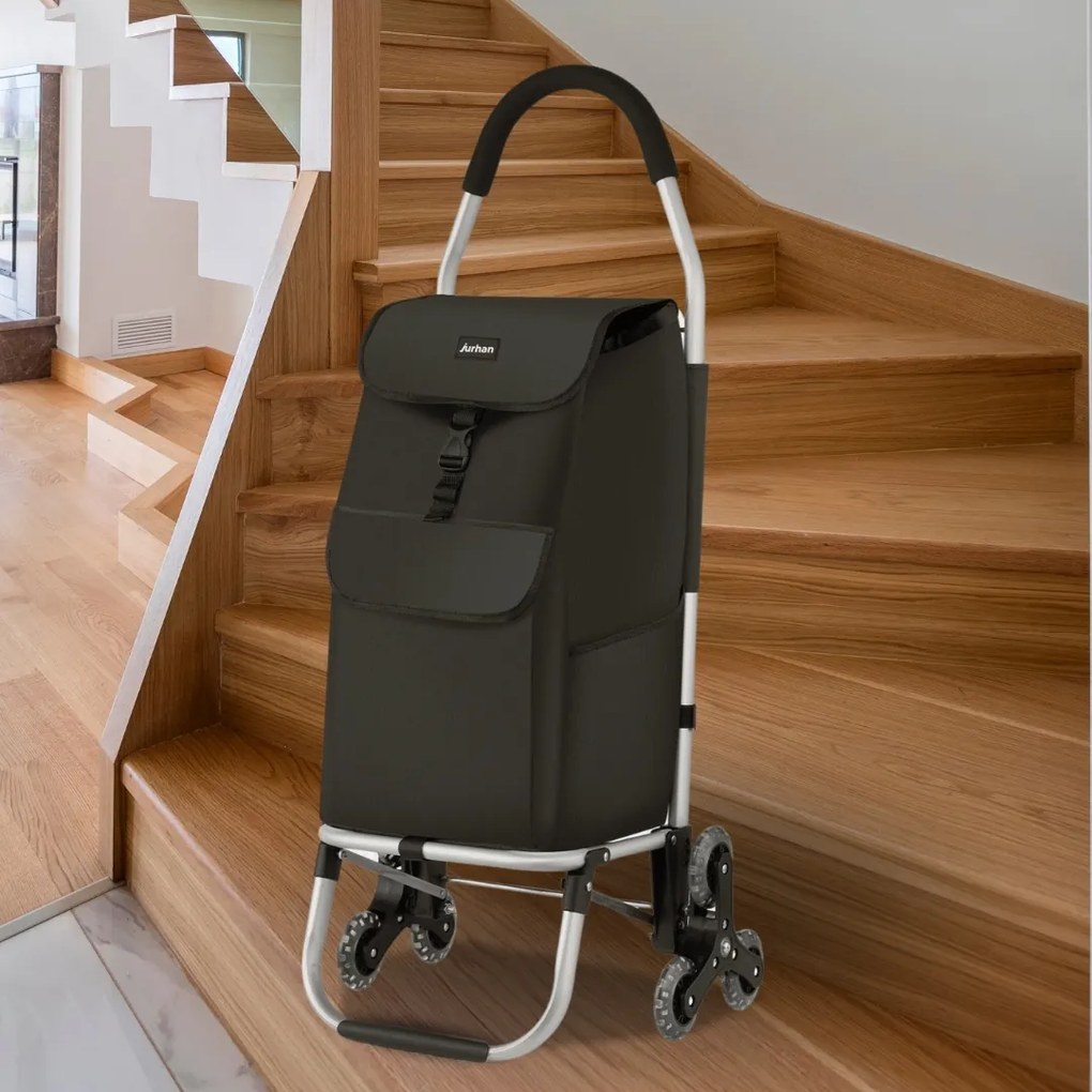 Jurhan Torba na zakupy Shopper na kółkach do schodów 45L, 101x45x39, kolor czarny
