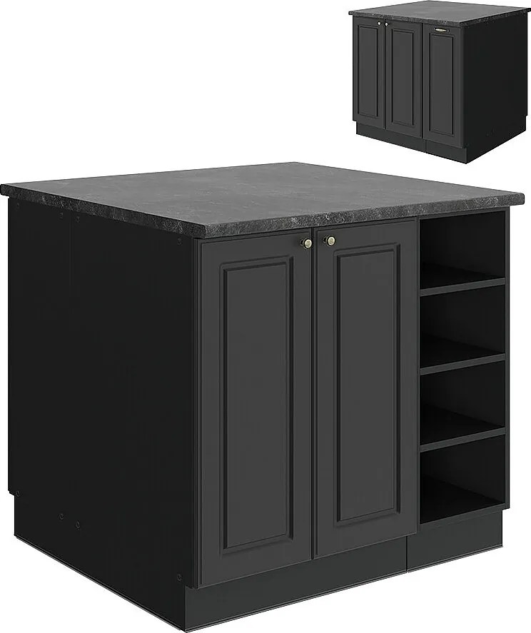 Wyspa kuchenna anthrazit-gold landhaus 90x60x82 fame-line