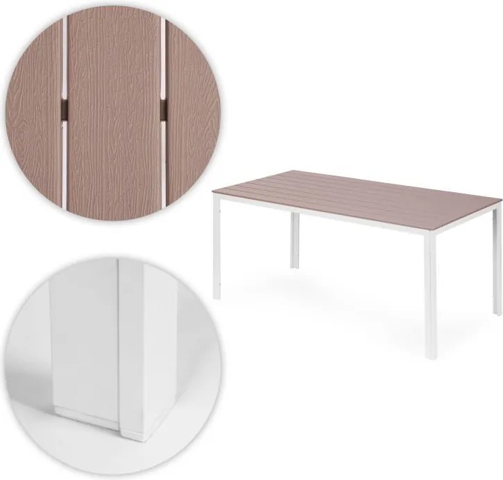 Stół ogrodowy obiadowy Caprila 156x78 cm, kolor biało-beżowy