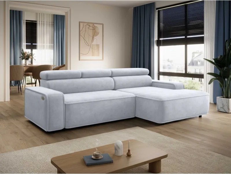 Narożnik LIAM S Prawostronny z regulowanym zagłówkiem i elektrycznym wysuwem siedziska TERRA 80 WERSAL