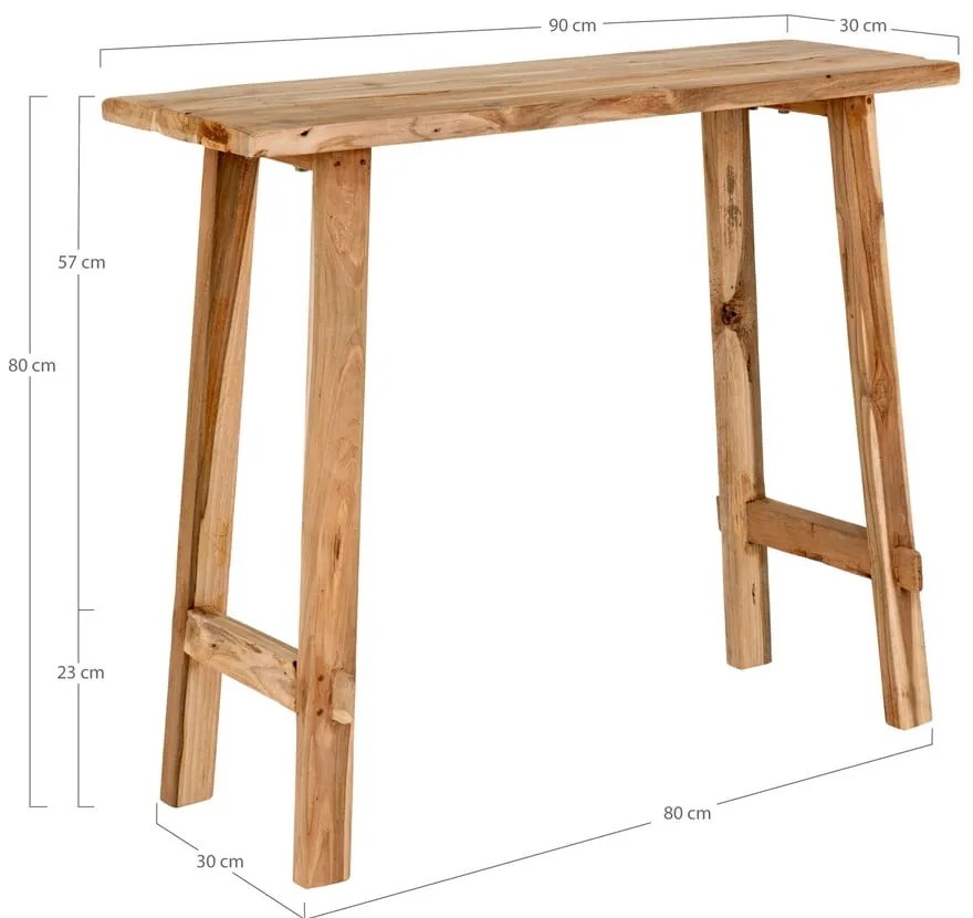 Konsola z litego drewna tekowego 30x90 cm Girona – House Nordic