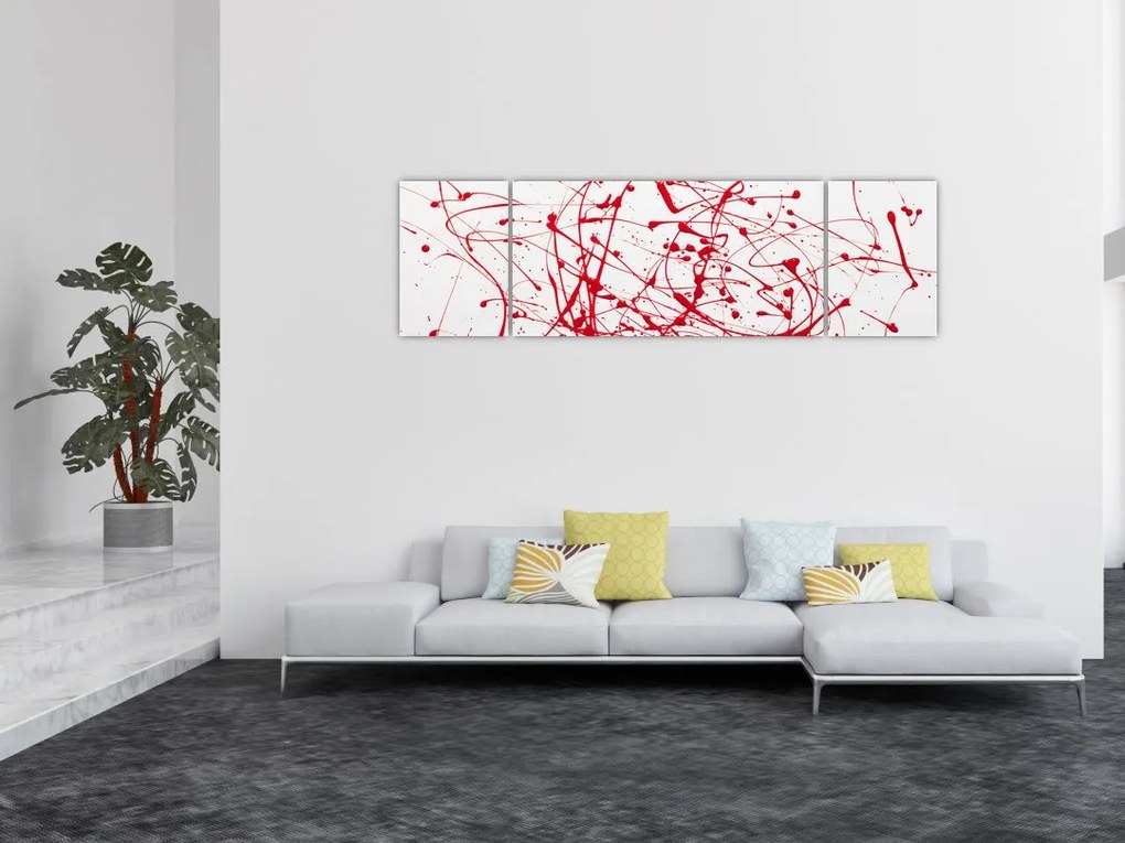 Obraz przy użyciu techniki drippingu (170x50 cm)