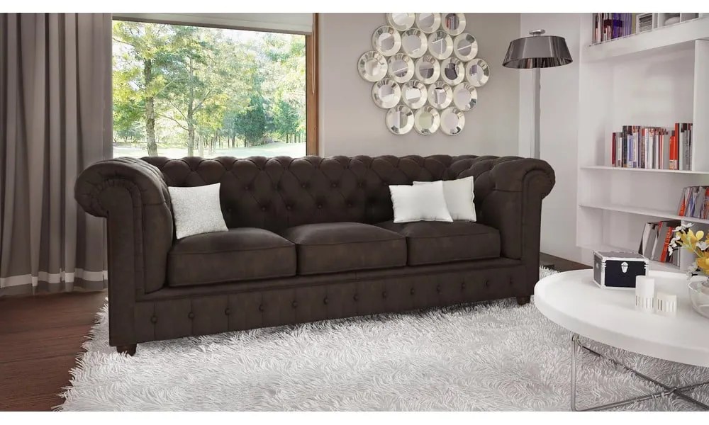 Ciemnobrązowa aksamitna sofa 230 cm Cambridge – Ropez