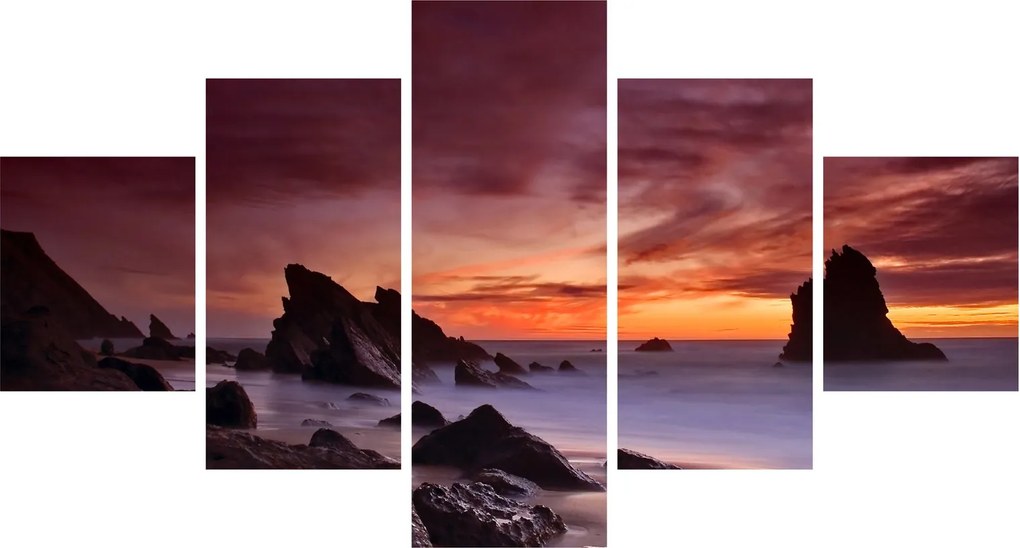 Obraz zachodu słońca na wybrzeżu (125x70 cm)