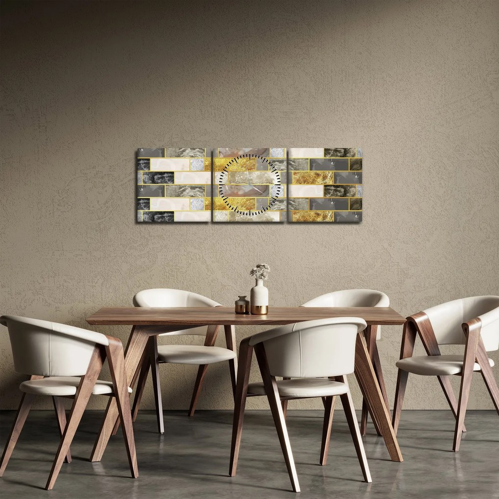 Obraz - Dekoracje z teksturami (z zegarem) (90x30 cm)