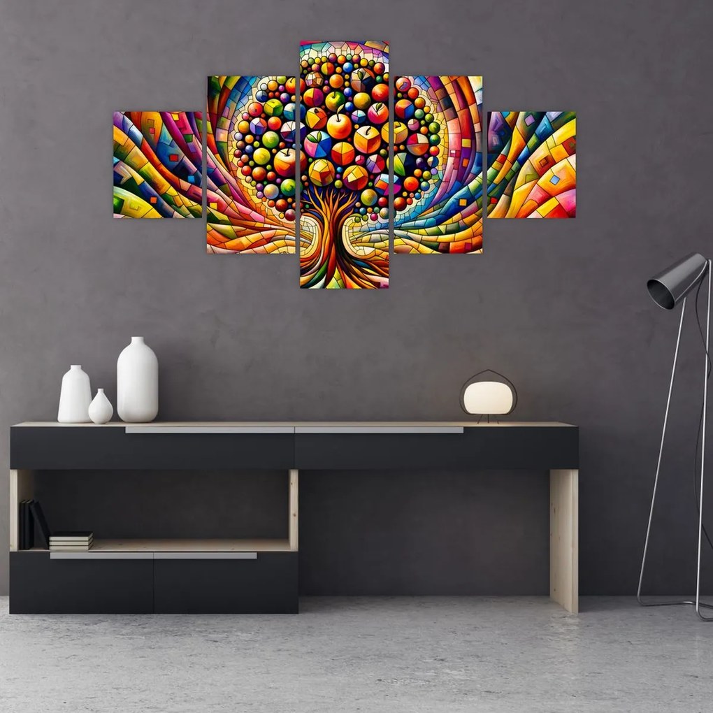 Obraz – Kolorowe drzewo z jabłkami (125x70 cm)