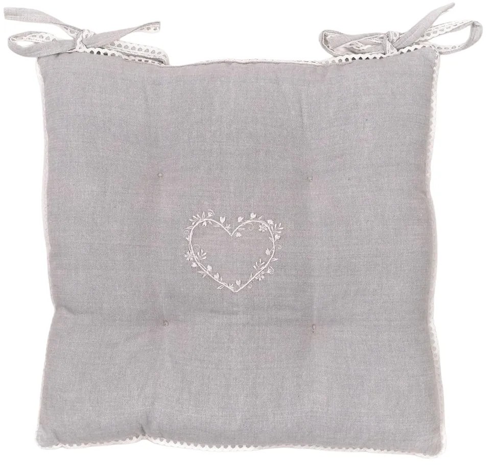 Pikowana poduszka na krzesło CONSTANCE, bawełniana, wiązana, 40 x 40 cm