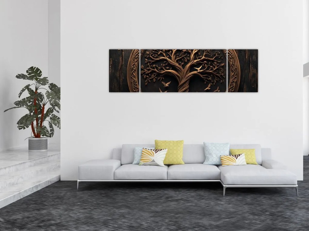 Obraz – Drewniane drzewo życia (170x50 cm)