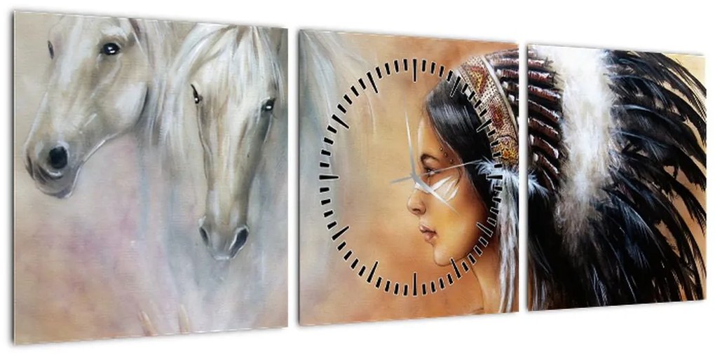 Obraz - Czary Indian (z zegarem) (90x30 cm)