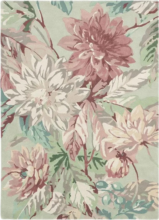 Wielobarwny dywan wełniany w kwiaty Dhalia&amp;Roseship