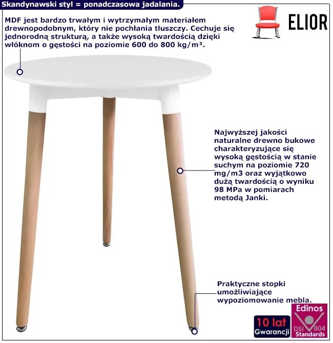 Biały okrągły stół skandynawski 60 cm H9-T64