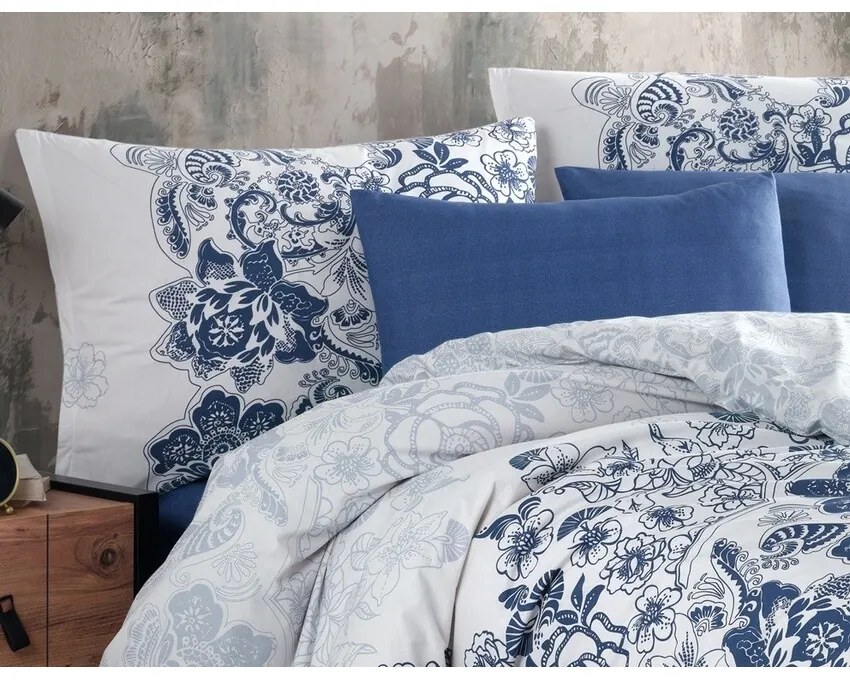 BedTex Bawełniana pościel Armina niebieska, 220 x 200 cm, 2 szt. 70 x 90 cm, 220 x 200 cm, 2 szt. 70 x 90 cm