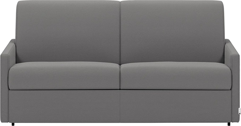 Kanapa 4-osobowa rozkładana typu express z jasnoszarej tkaniny z siedziskiem z pianki z pamięcią kształtu - Powierzchnia spania 160 cm - Materac 14 cm CALIFE