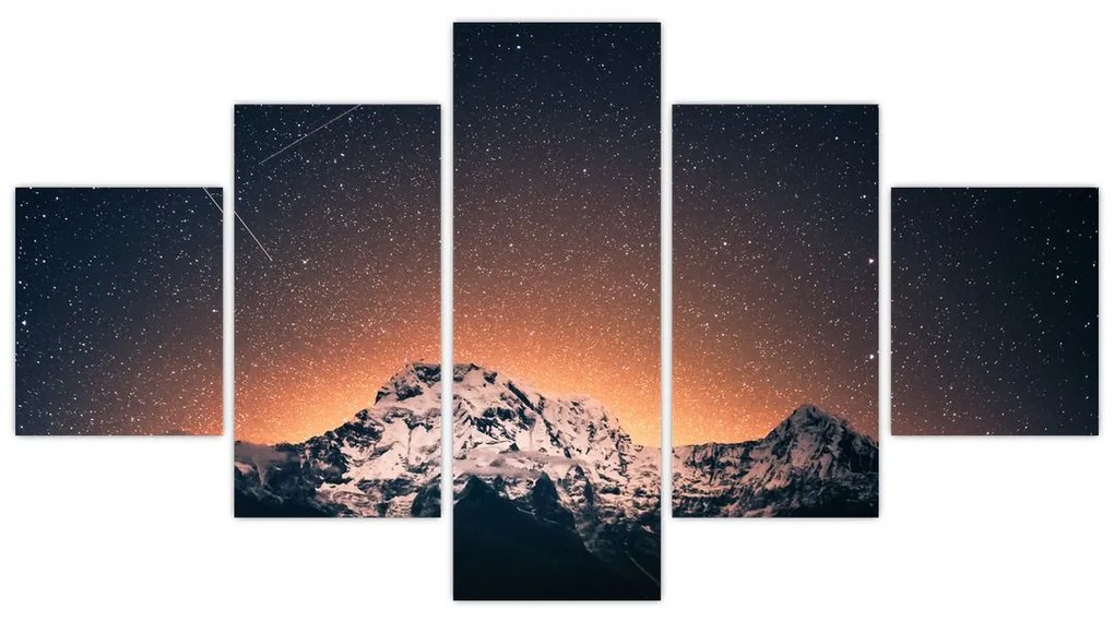 Obraz nocnego nieba z górą (125x70 cm)
