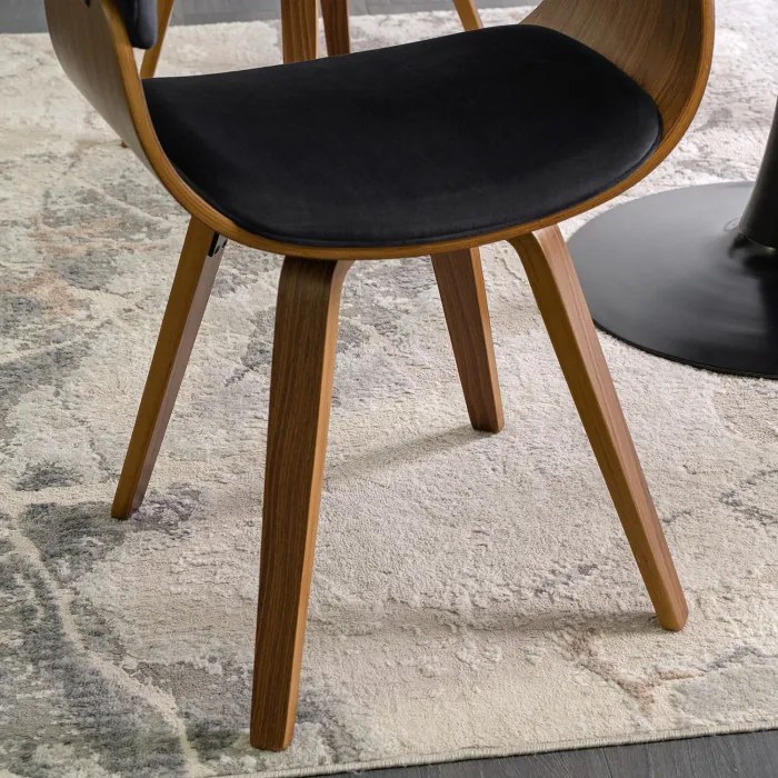 Krzesło Tapicerowane z Drewna Giętego Do Jadalni OHIO 2 Czarne Welurowe Nowoczesne Loft