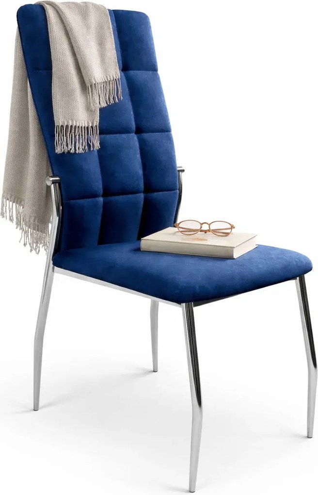 Granatowe pikowane krzesło do salonu C3-T47