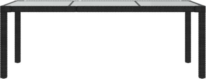 Stół Ogrodowy Czarny 190x90x75 cm Szkło i Rattan PE OG12017