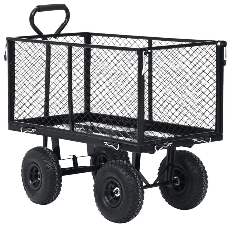 Czarny wózek ogrodowy na pneumatycznych kołach B1-D31