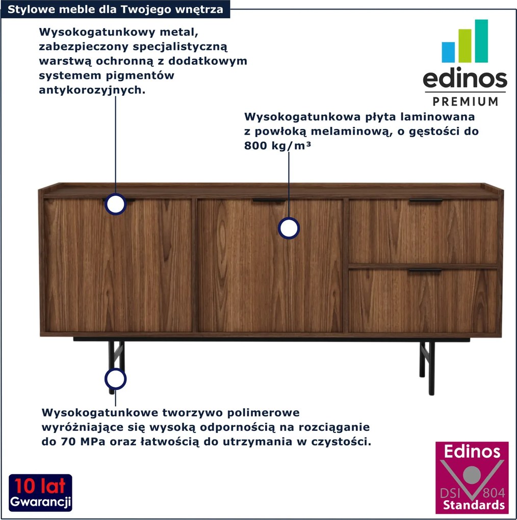 Komoda z szafką i szufladami orzech warmia E0-M80