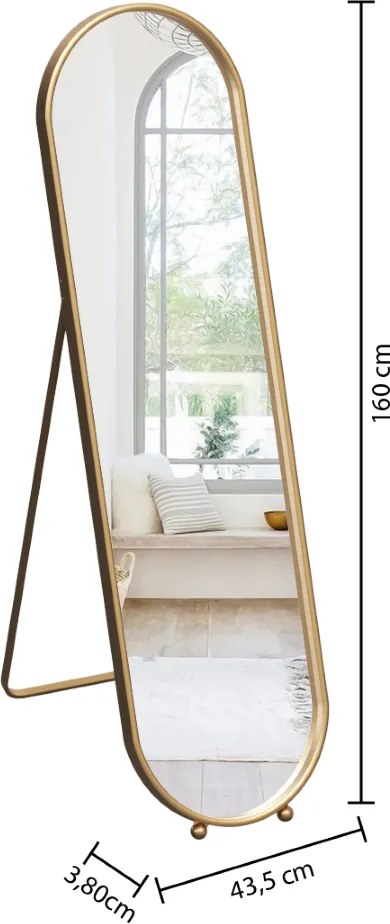 Duże lustro stojące złota rama EDI, 43,5 x 160 cm