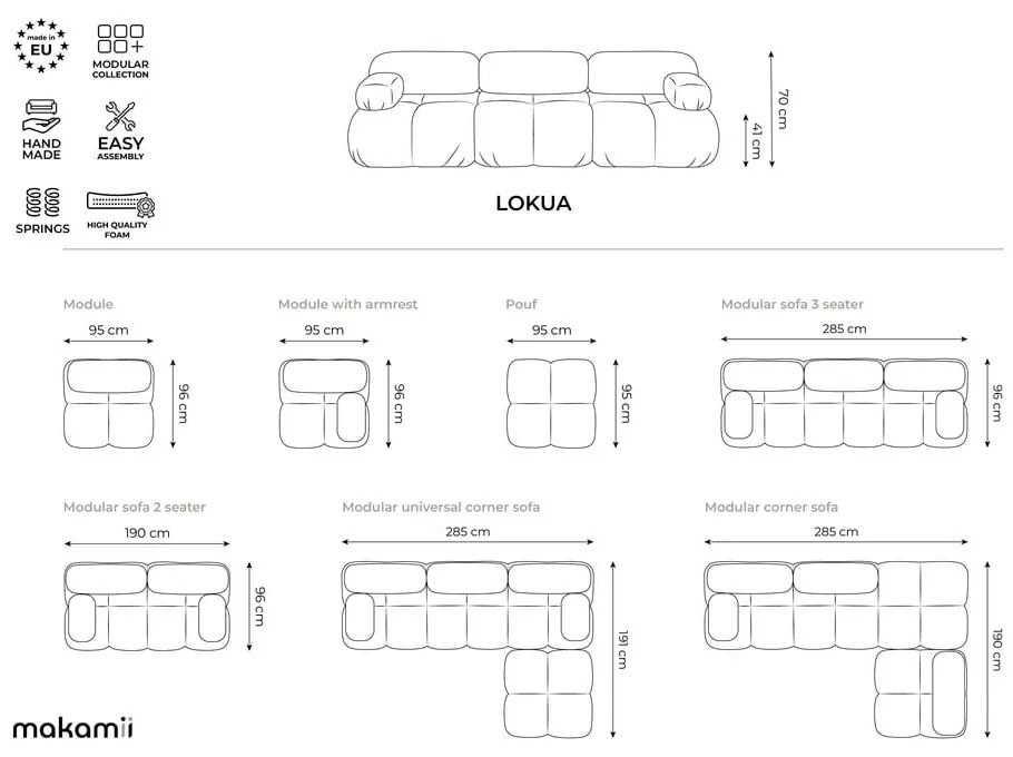 Pomarańczowa aksamitna sofa modułowa 285 cm Lokua – Makamii