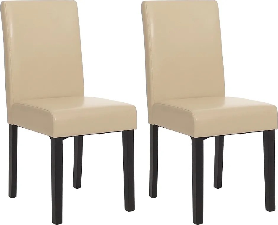 Zestaw 2 krzeseł do jadalni Littau ze sztucznej skóry,  imitacja skóry, kremowy, ciemne nogi
