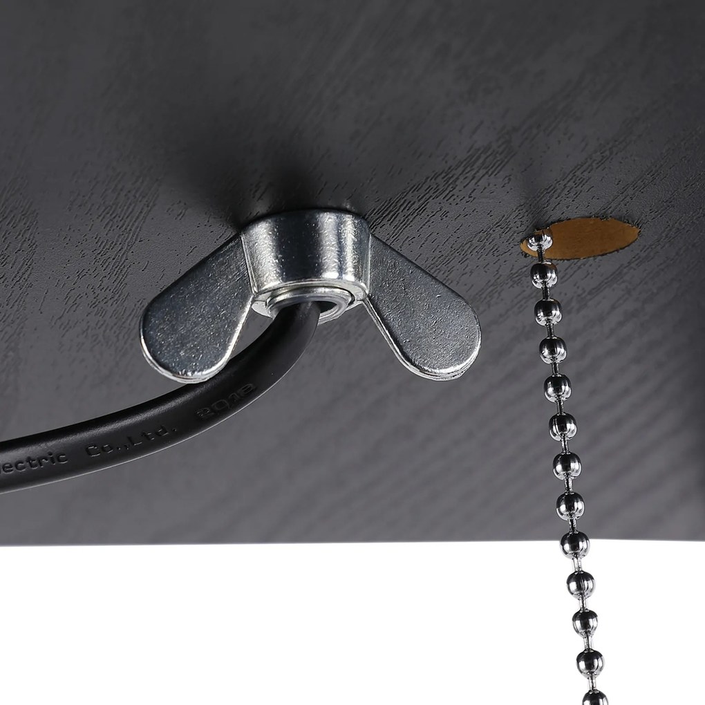 HOMCOM Lampa Stojąca z Półkami Oświetlenie Wewnętrzne E27 Drewno Czarne 26x26x160cm | Aosom PL