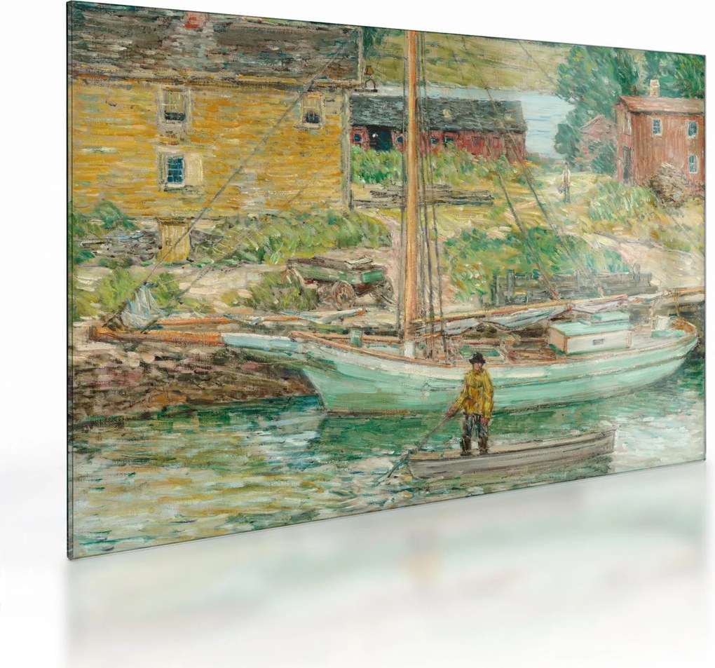 Obraz na szkle - Childe Hassam, Oyster Sloop, Cos Cob, reprodukcje (70x50 cm)