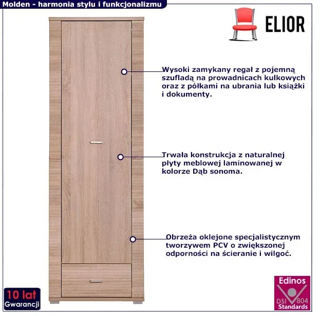 Wysoki Zamykany Regał Z Szufladą K1-B43