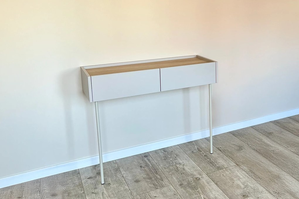 Toaletka Desin 100 cm z szufladami i metalowymi nogami - kaszmir / dąb nagano