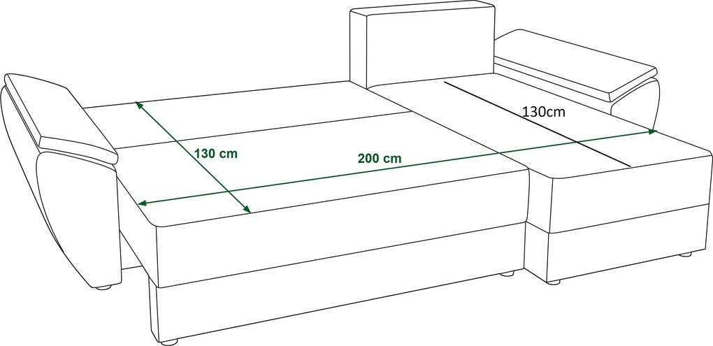 Rozkładana narożna sofa LIVARO 251x140 cm, ciemnoszara, uniwersalna