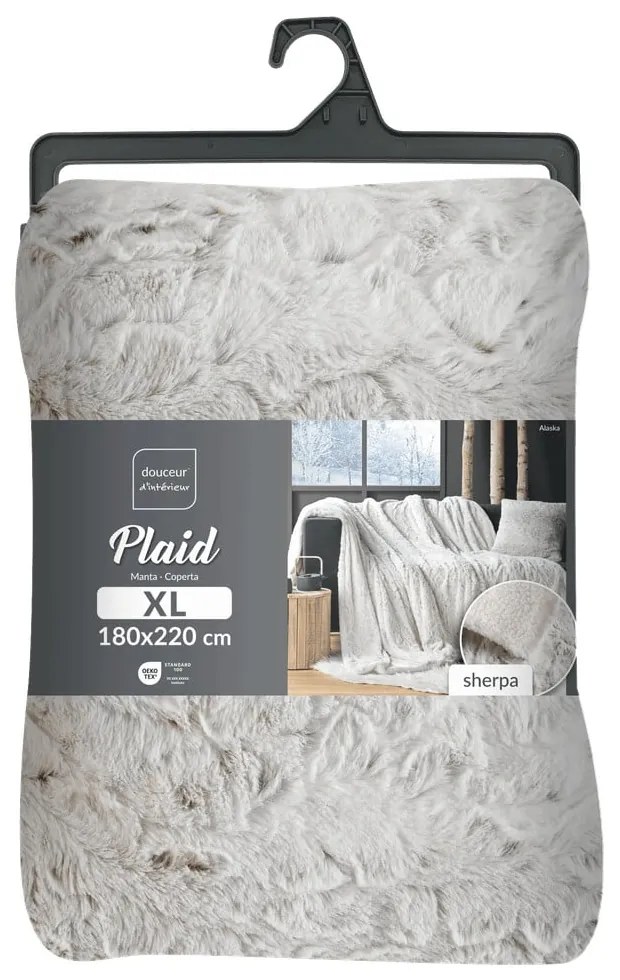 Szarobeżowy koc ze sztucznego futra 180x220 cm Alaska – douceur d'intérieur