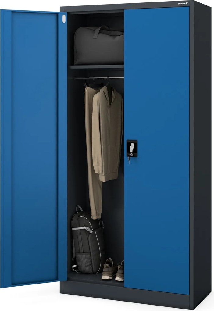 Socjalna szafa ubraniowa Dawid 90x45x185 cm, antracyt/niebieski