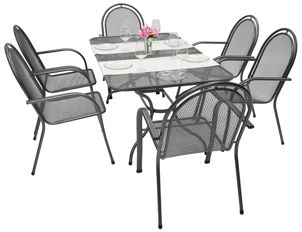 Metalowy zestaw ogrodowy CORINA III. 1 + 6 Stół prostokątny 160x95 cm (CT0311)
