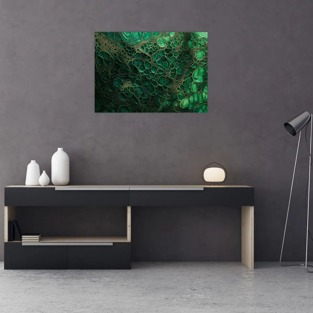 Obraz na szkle - Zielony mikroskopowy obraz (70x50 cm)