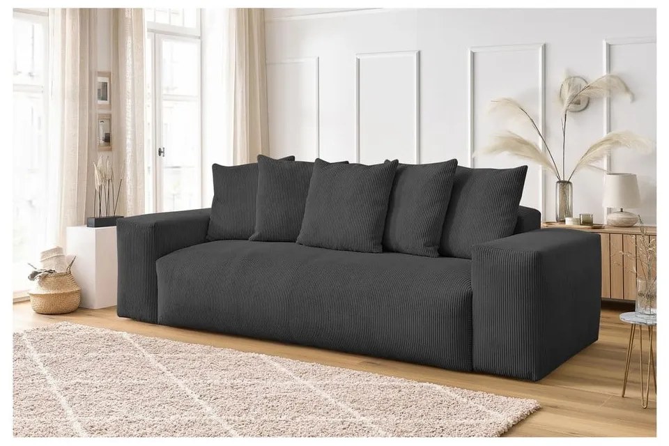Szara sztruksowa sofa 280 cm Voltaire – Bobochic Paris