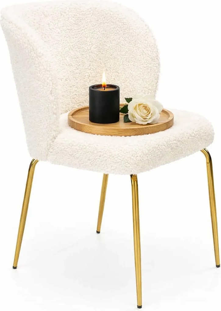 Kremowe krzesło tapicerowane tkaniną boucle A3-K63