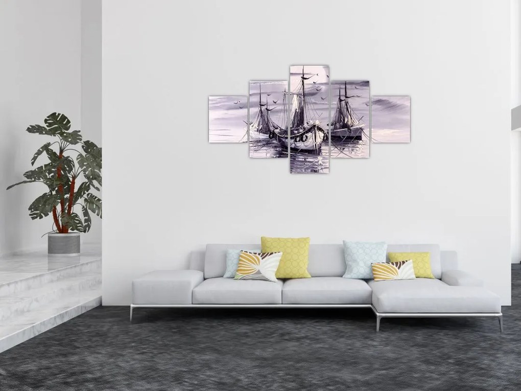 Obraz - Port, obraz olejny (125x70 cm)