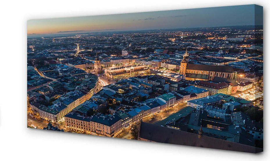 Obraz drukowany na płótnie Nocna Panorama Krakowa