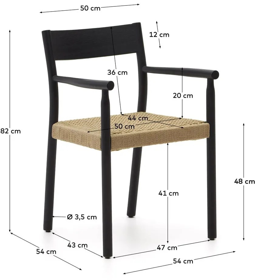 Czarno-naturalne krzesło z litego drewna dębowego Yalia – Kave Home