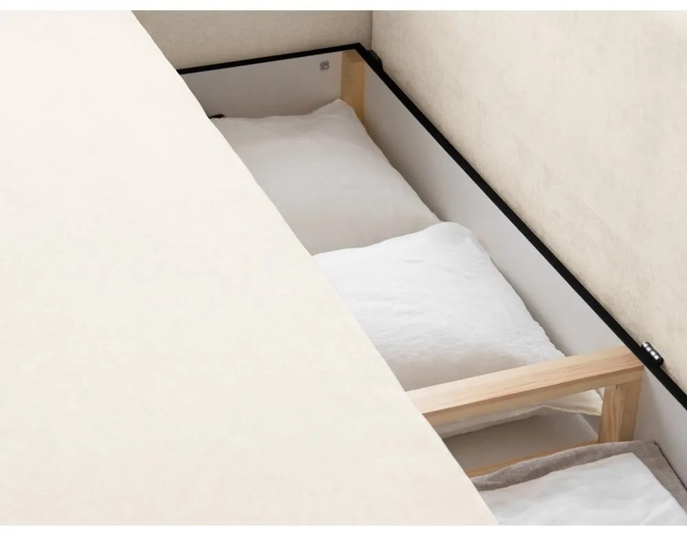 Kremowa rozkładana sofa ze schowkiem 231 cm Elen – Micadoni