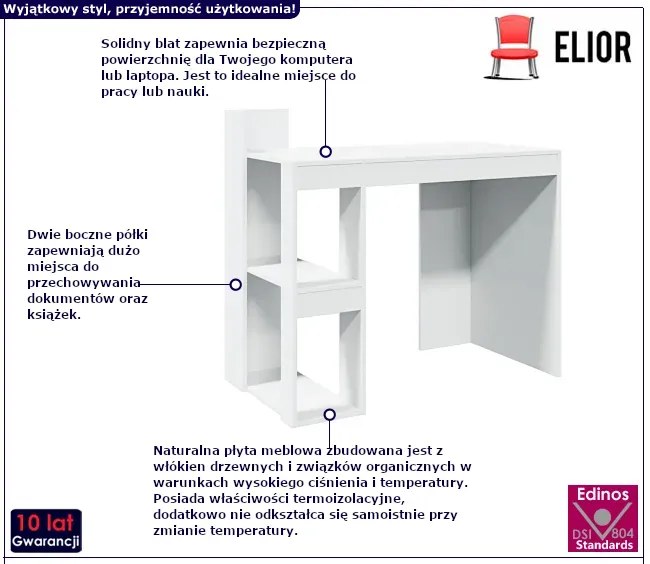 Białe biurko z dwoma półkami - Clinex