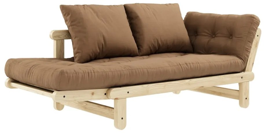 Sofa rozkładana z brązowym pokryciem Karup Design Beat Natural/Mocca