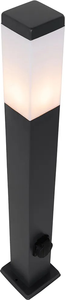 Lampa zewnętrzna ciemnoszara 80 cm z gniazdkiem IP44 - Malios