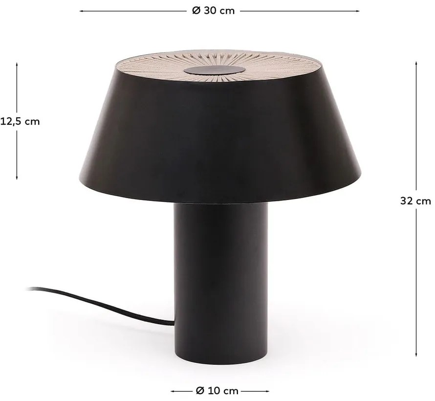 Czarna lampa stołowa z metalowym kloszem (wysokość 32 cm) Ancare – Kave Home